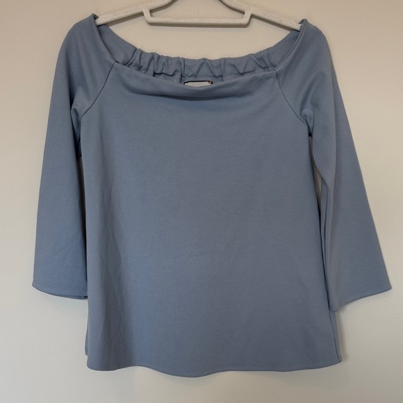 Tuckernuck Miranda Off Shoulder Blue Long Sleeve Top - S - Picture 1 of 4